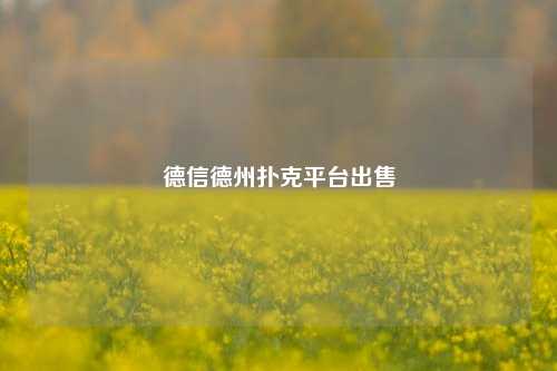 德信德州扑克平台出售